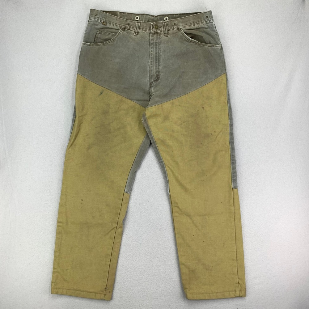 Vintage Wrangler Brush Pants Mens 36x30 Khaki Tan Canvas Workwear‎ Ranchwear Y2K